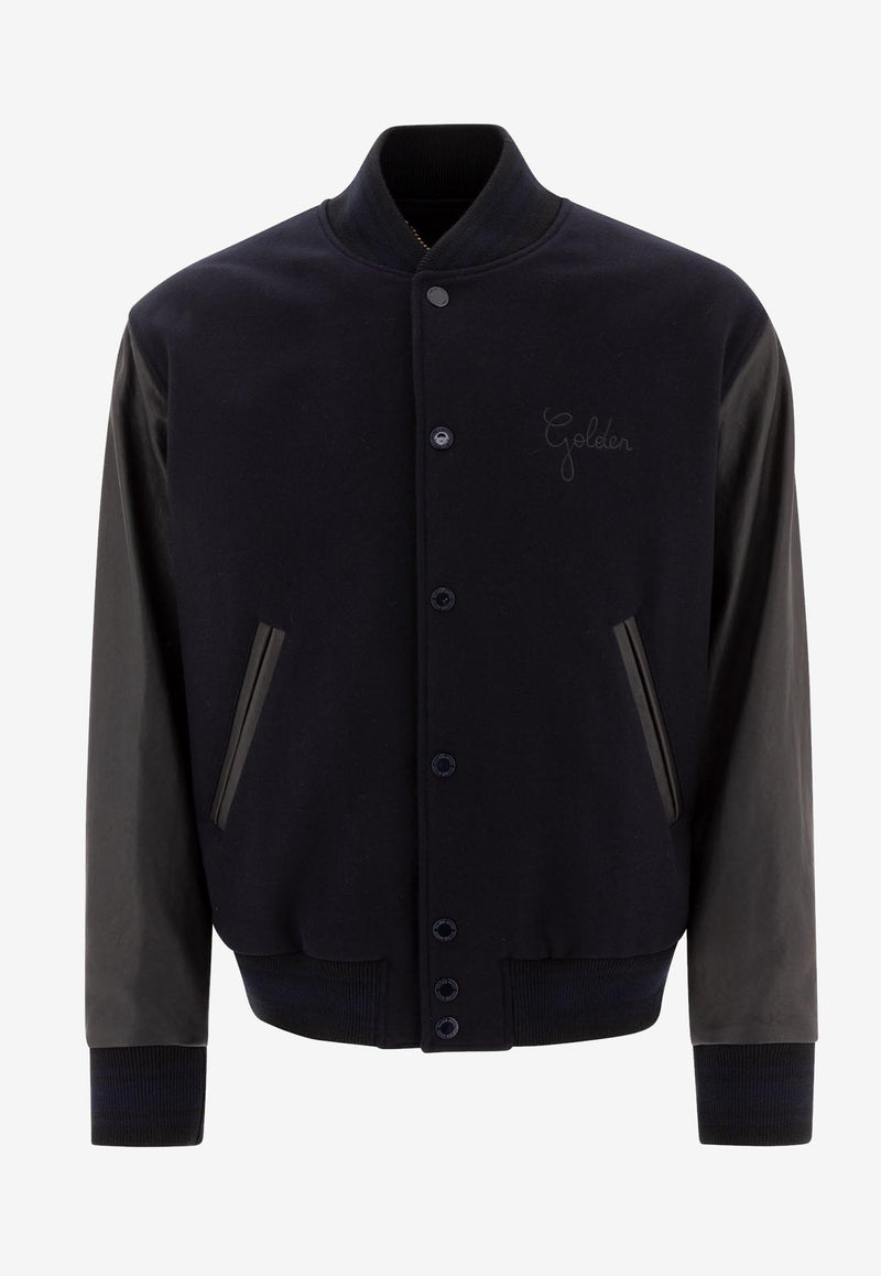 Golden Goose DB Wool and Leather Bomber Jacket Blue GMP00834P00061750654_81978