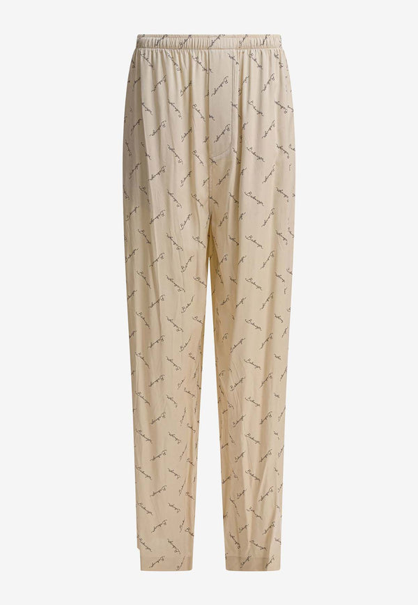 Balenciaga All-Over Logo Print Pants Beige 814016TRLB19711_82088