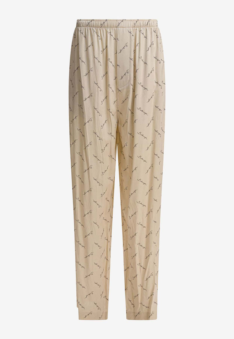Balenciaga All-Over Logo Print Pants Beige 814016TRLB19711_82088