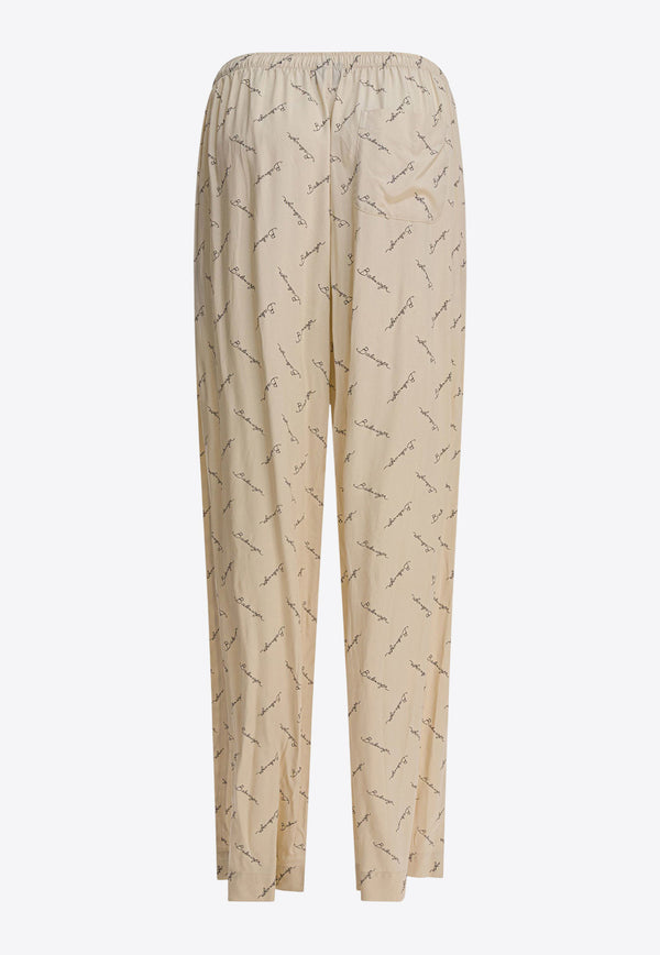 Balenciaga All-Over Logo Print Pants Beige 814016TRLB19711_82088