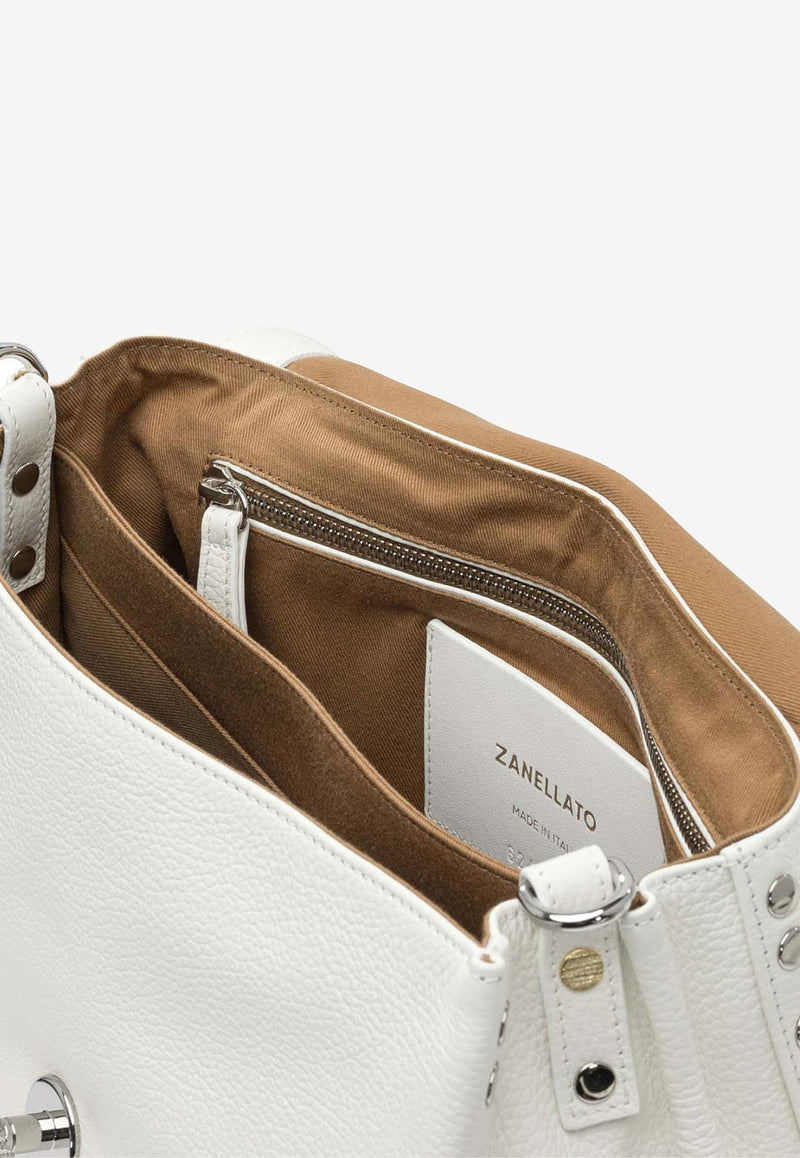 Zanellato Small Postina Hammered Leather Top Handle Bag White POSTINA DAILY GIORNO S0680100050000Z1190_82742
