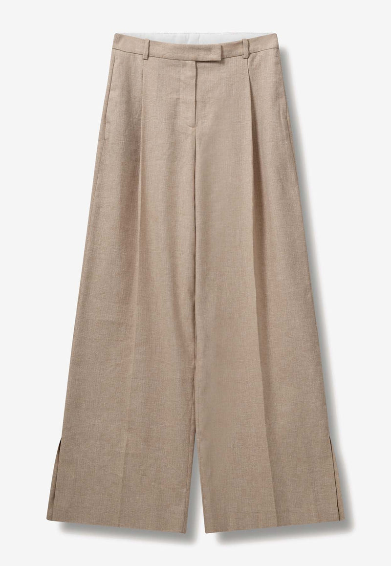 The Garment Lino Wide-Leg Pleated Pants Beige 20275BEIGE