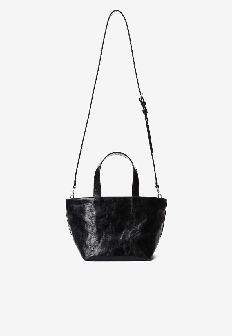 Alexander Wang Small Punch Tote Bag in Crackle Patent Leather 20324T43LBLACK