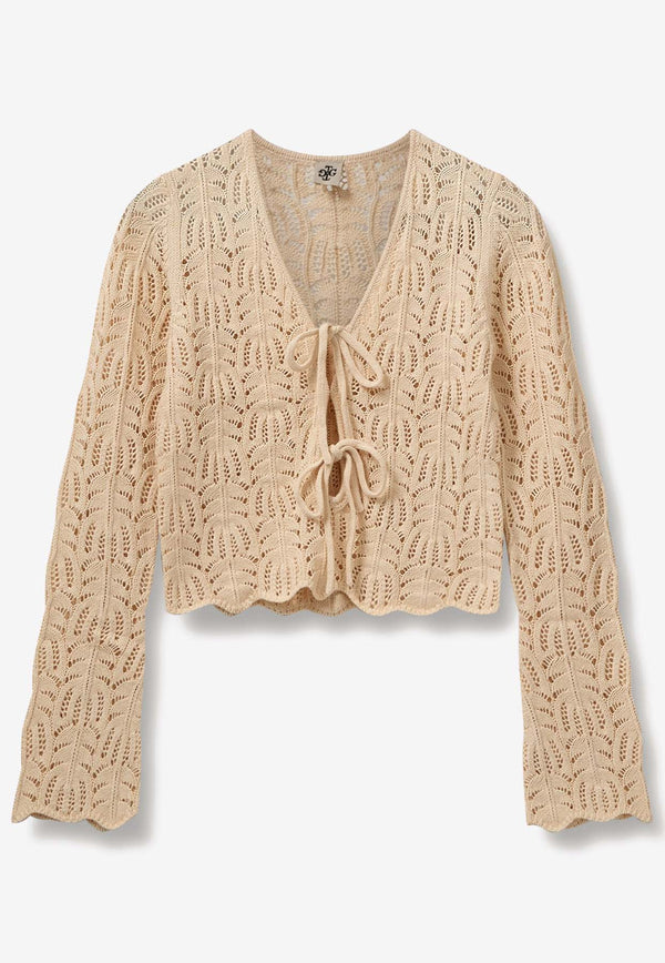 The Garment Egypt Crochet Cropped Cardigan Beige 20382NATURAL