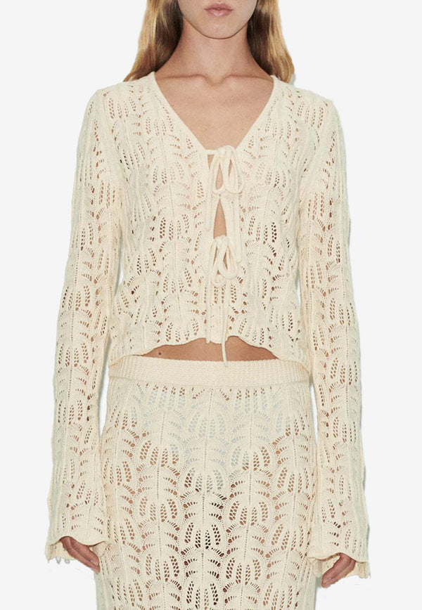 The Garment Egypt Crochet Cropped Cardigan Beige 20382NATURAL