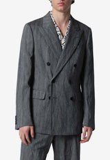 Dries Van Noten Herringbone Double-Breasted Blazer Gray 204253131/S_DRVNO-900