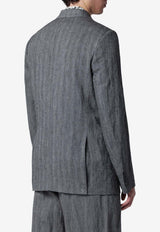 Dries Van Noten Herringbone Double-Breasted Blazer Gray 204253131/S_DRVNO-900