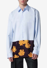 Dries Van Noten Floral Print Paneled Shirt Blue 207143314/S_DRVNO-514