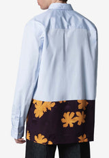 Dries Van Noten Floral Print Paneled Shirt Blue 207143314/S_DRVNO-514