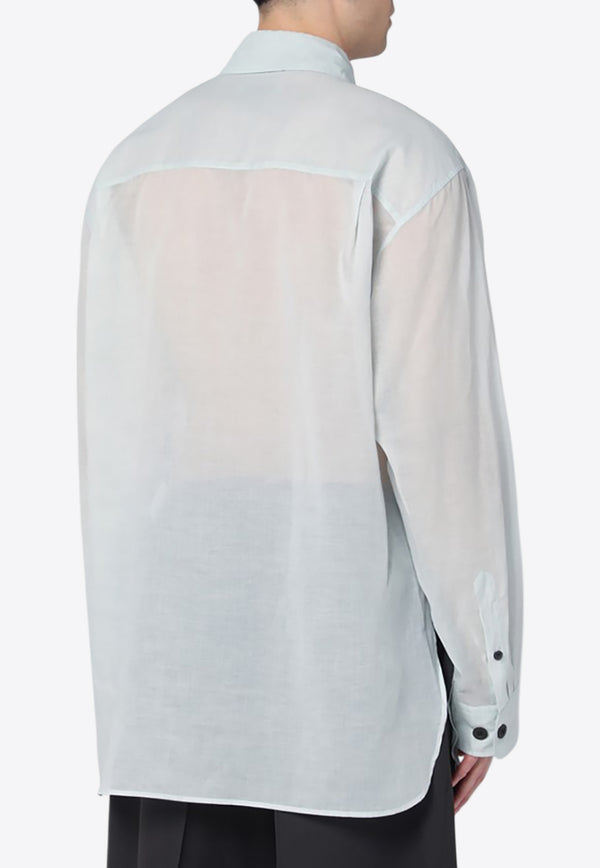 Dries Van Noten Semi-Sheer Long-Sleeved Shirt Light Blue 207211160/Q_DRVNO-565