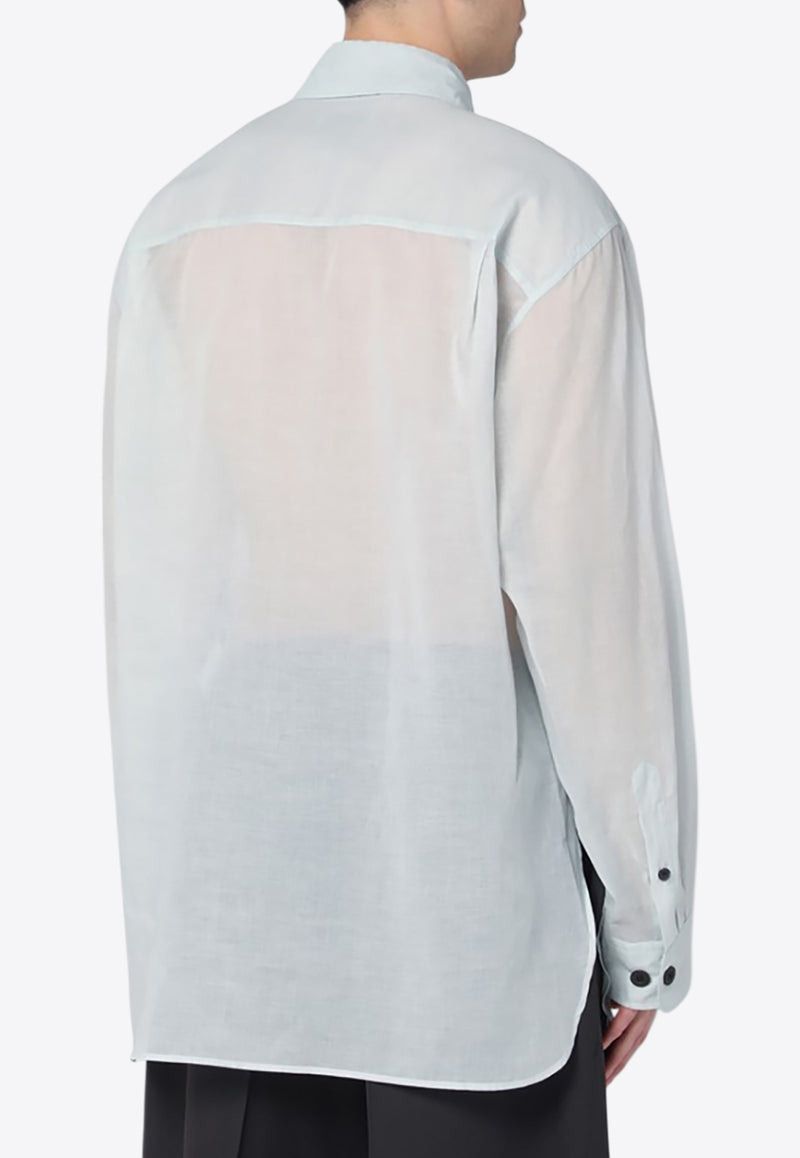 Dries Van Noten Semi-Sheer Long-Sleeved Shirt Light Blue 207211160/Q_DRVNO-565