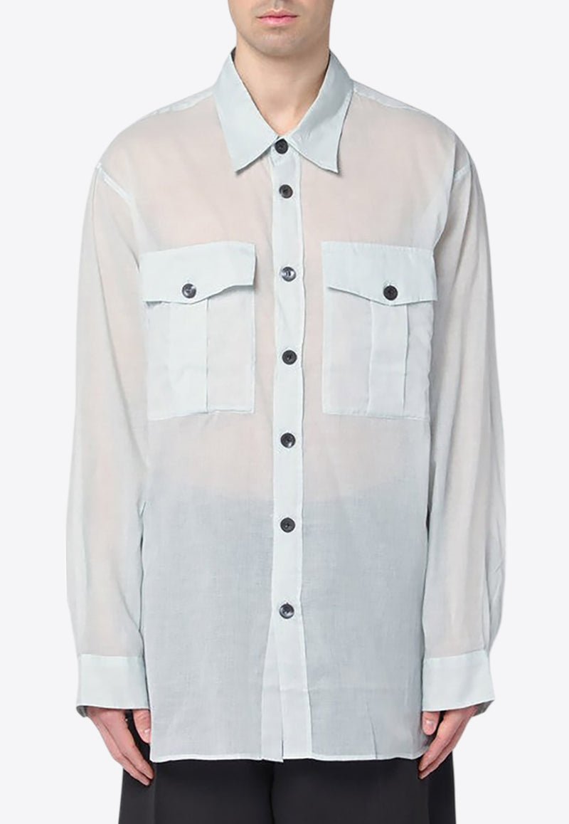 Dries Van Noten Semi-Sheer Long-Sleeved Shirt Light Blue 207211160/Q_DRVNO-565