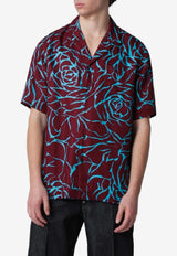 Dries Van Noten Rose Print Shirt Burgundy 207423244/S_DRVNO-358