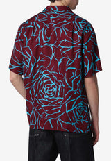 Dries Van Noten Rose Print Shirt Burgundy 207423244/S_DRVNO-358