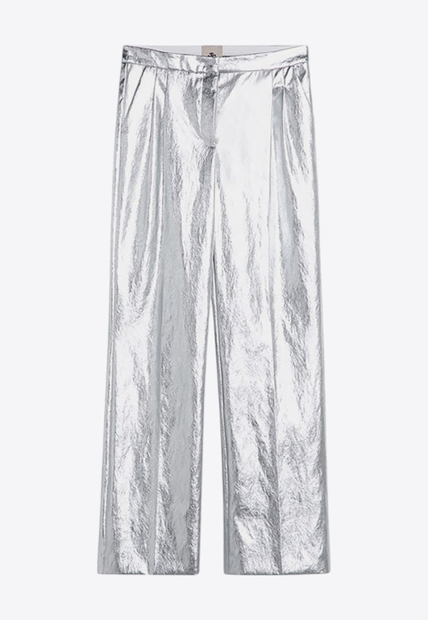 The Garment Andy Metallic Wide-Leg Pants Silver 20841PL/P_THEGA-801