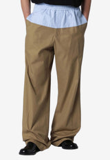 Dries Van Noten Contrasting Waistband Straight-Leg Pants Beige 209203103/S_DRVNO-102
