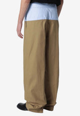 Dries Van Noten Contrasting Waistband Straight-Leg Pants Beige 209203103/S_DRVNO-102