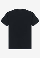 تي شيرت برقبة دائرية ورقعة شعار الماركة للأولاد