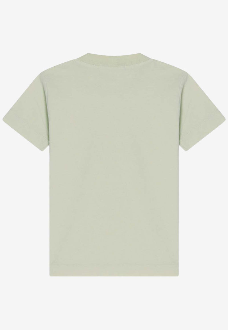 تي شيرت برقبة دائرية ورقعة شعار الماركة للأولاد