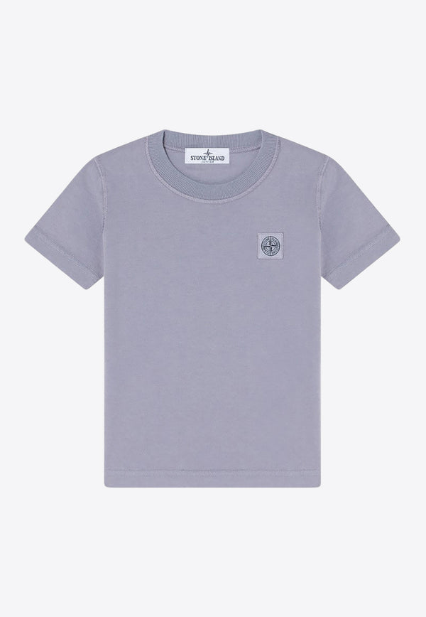Stone Island Junior Boys Compass Patch Crewneck T-shirt Lilac 2100006S0050/Q_STONE-V0088
