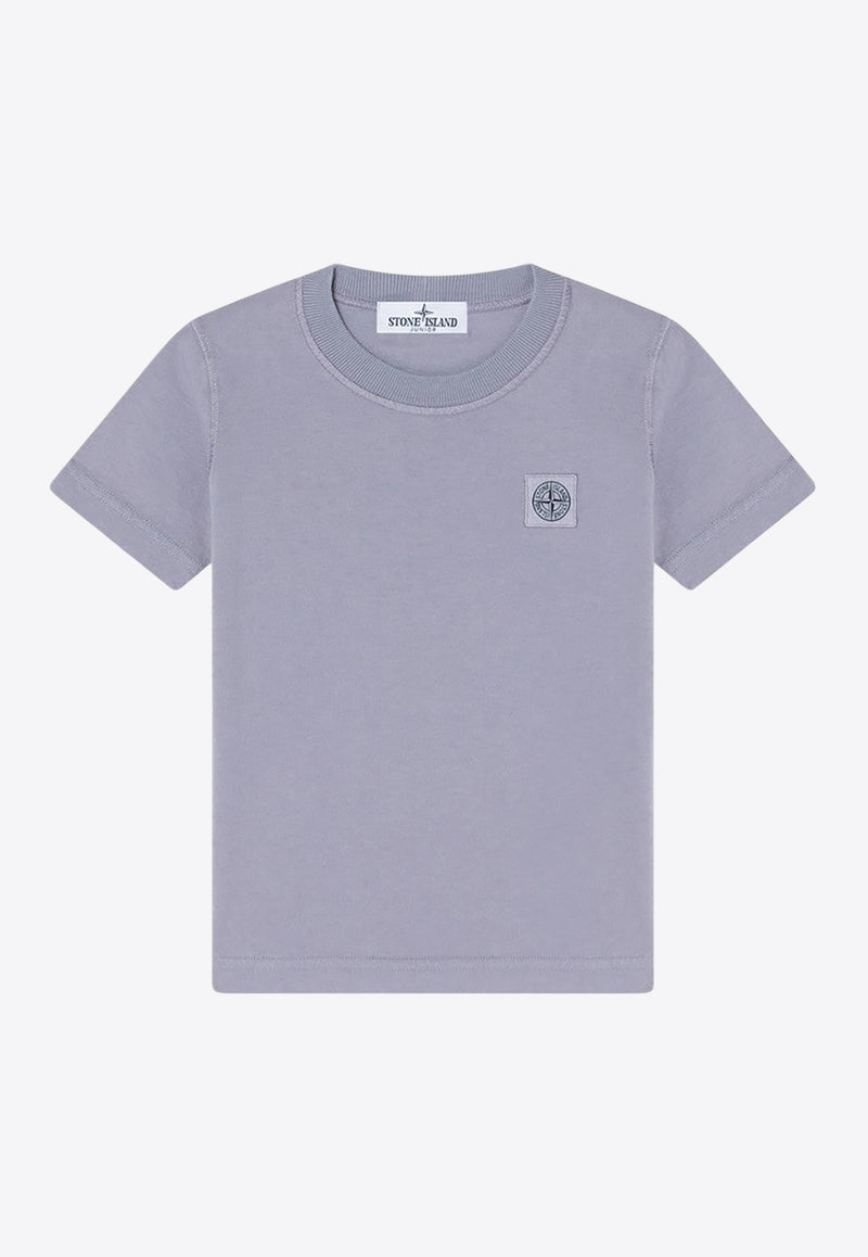 Stone Island Junior Boys Compass Patch Crewneck T-shirt Lilac 2100006S0050/Q_STONE-V0088