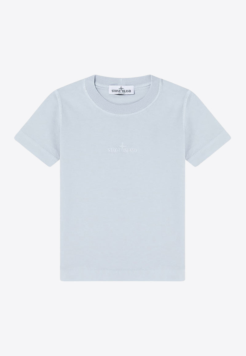 Stone Island Junior Boys Embroidered Logo T-shirt Light Blue 2100007-BS0050/Q_STONE-V0041