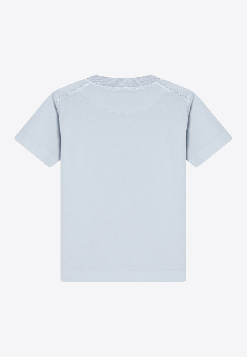 Stone Island Junior Boys Embroidered Logo T-shirt Light Blue 2100007-BS0050/Q_STONE-V0041