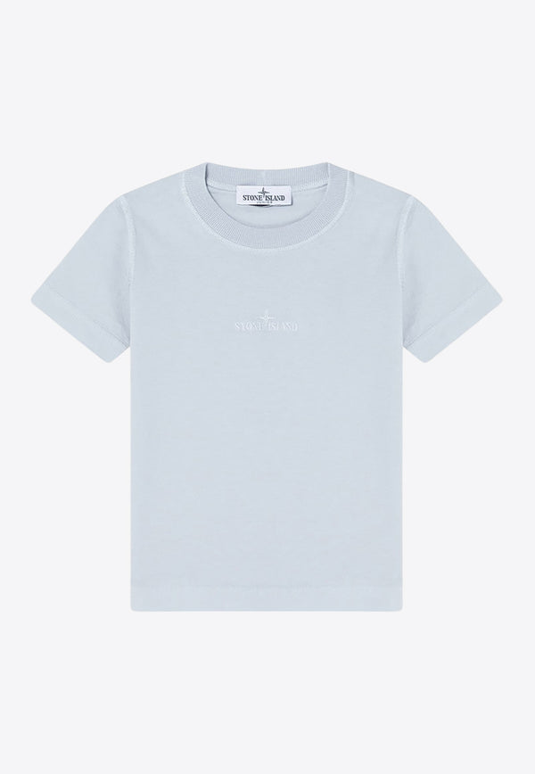 Stone Island Junior Boys Embroidered Logo T-shirt Light Blue 2100007S0050/Q_STONE-V0041