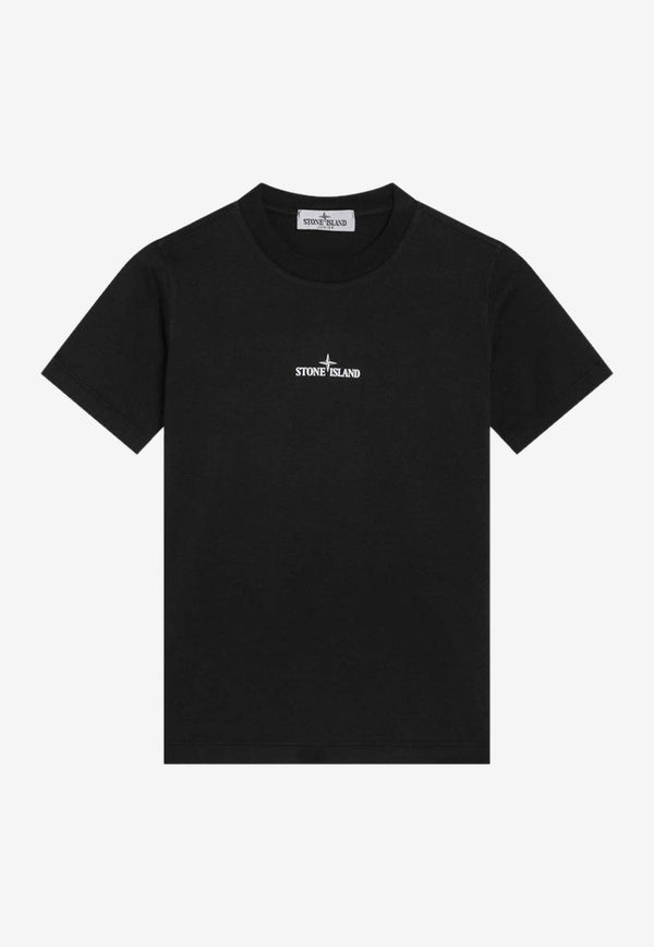 Stone Island Junior Boys Compass Print Crewneck T-shirt Black 2100010-BS0261/R_STONE-V0029