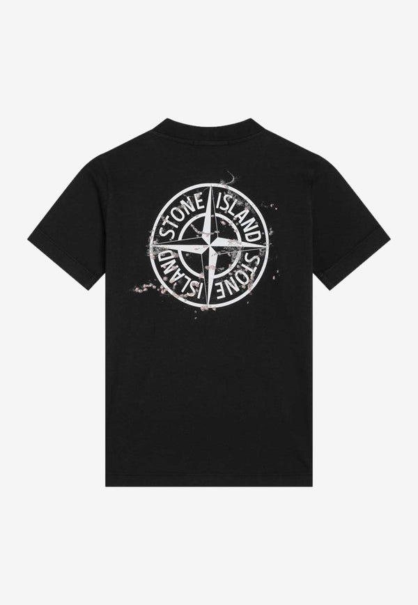 Stone Island Junior Boys Compass Print Crewneck T-shirt Black 2100010-BS0261/R_STONE-V0029