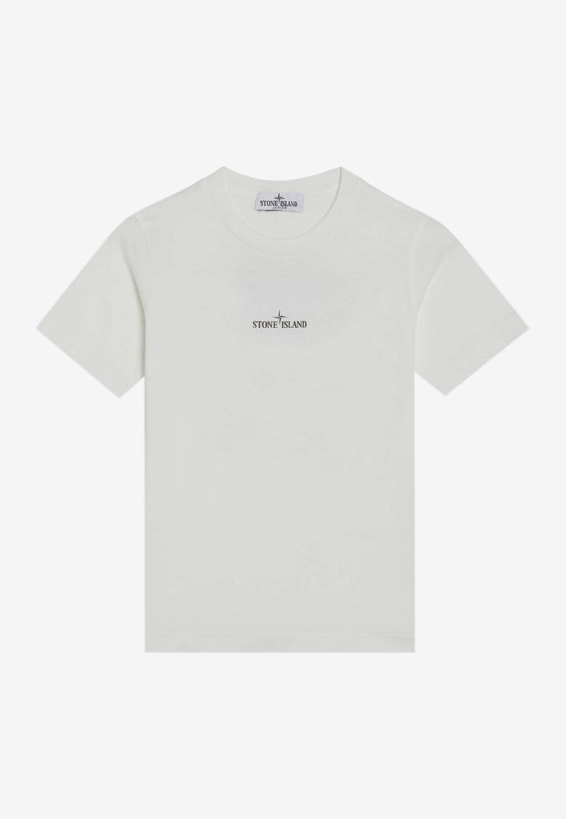 Stone Island Junior Boys Compass Print Crewneck T-shirt White 2100010-DS0261/R_STONE-V0099