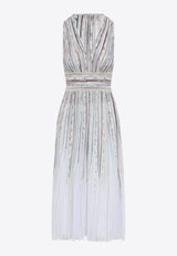 Metallized Stripe Midi Dress