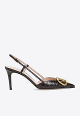 VLogo 80 Slingback Pumps in Croc-Embossed Leather