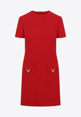 Wool Mini Dress with Metal V