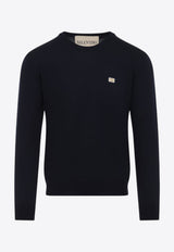 Metallic V Patch Wool Sweater