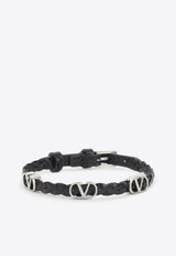 VLogo Braided Leather Bracelet