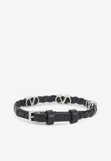 VLogo Braided Leather Bracelet