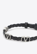 VLogo Braided Leather Bracelet