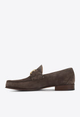 VLogo Suede Leather Loafers
