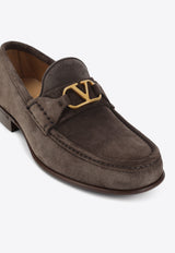 VLogo Suede Leather Loafers