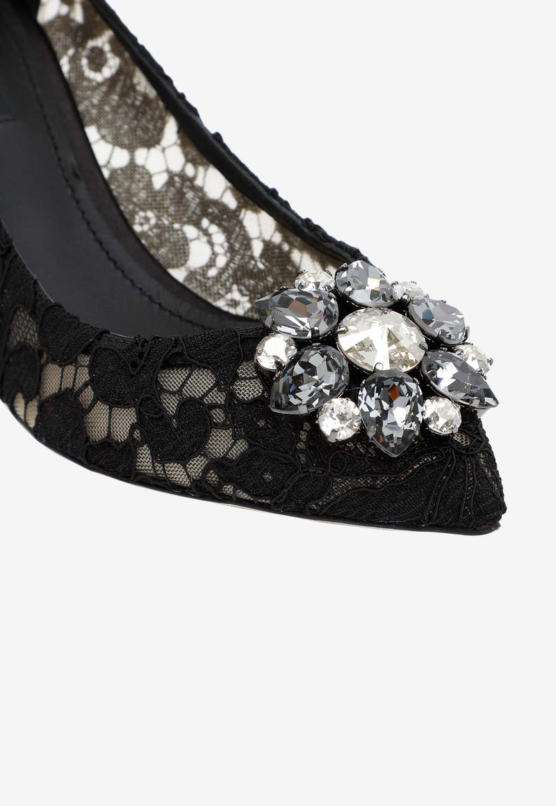 Bellucci 60 Crystal Embellished Lace Pumps