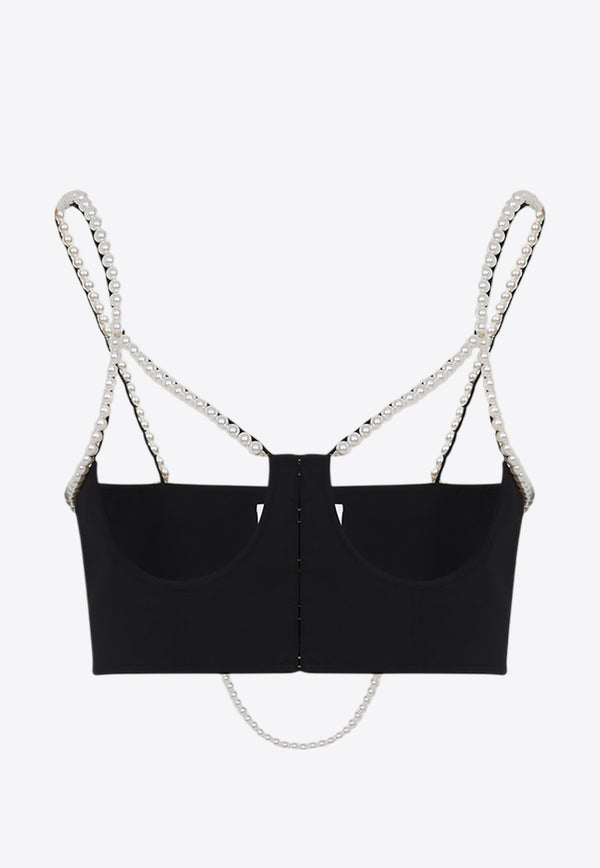 Pearlfect Cropped Pearl-Strap Top