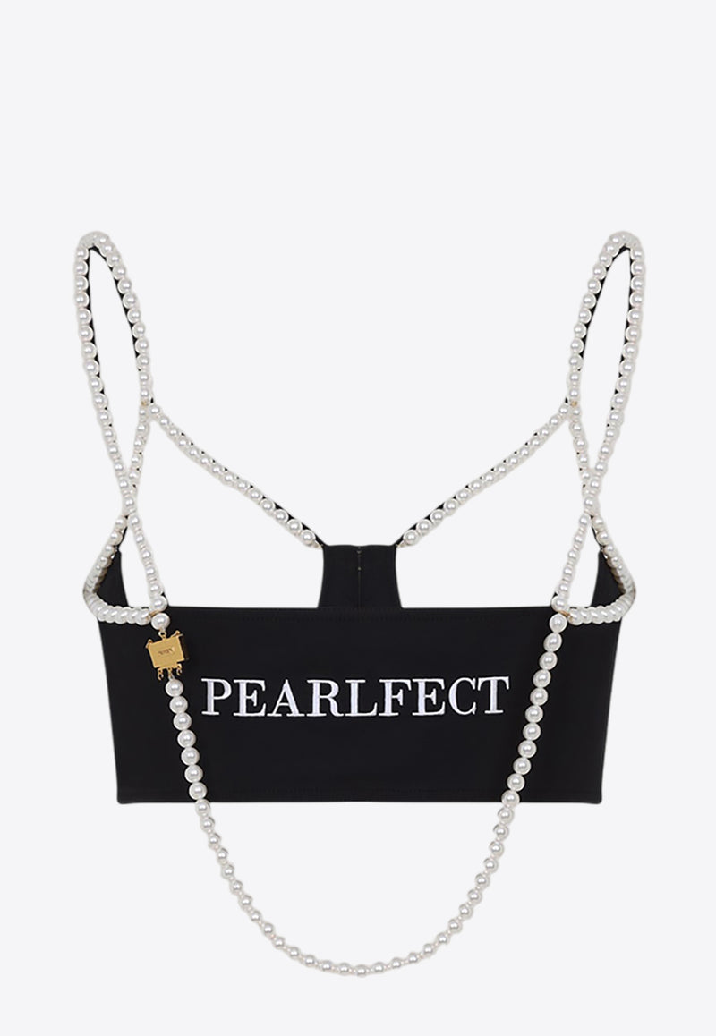 Pearlfect Cropped Pearl-Strap Top
