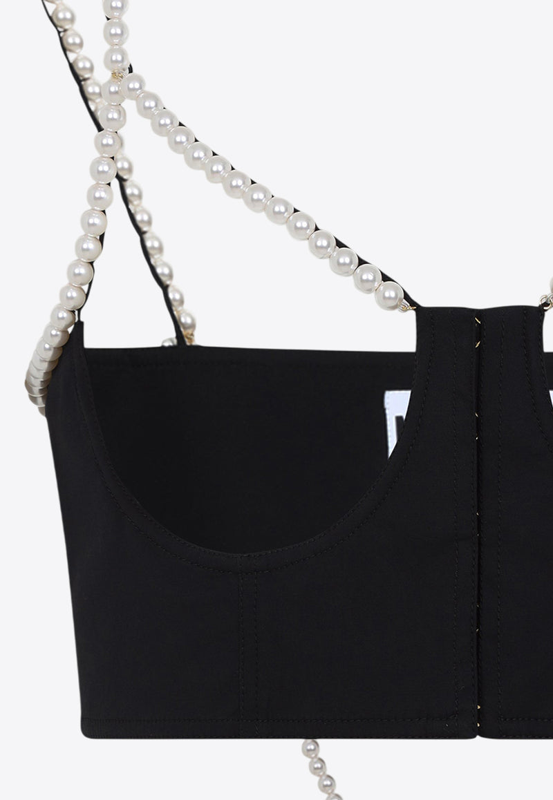 Pearlfect Cropped Pearl-Strap Top