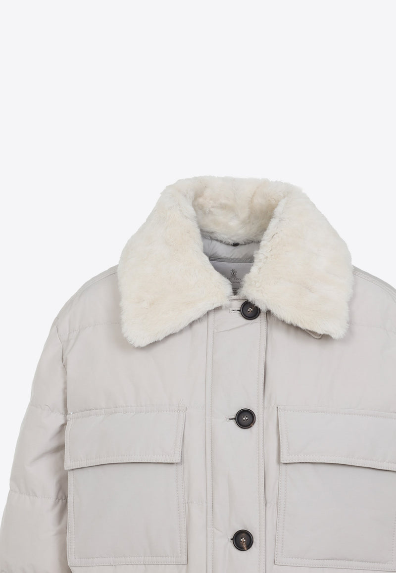 Shearling-Collar Down Jacket