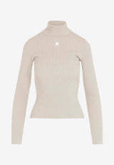 Turtleneck Ribbed Logo Sweater