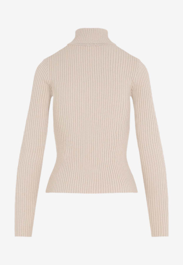 Logo Turtleneck Ribbed Sweater