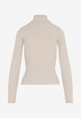 Turtleneck Ribbed Logo Sweater