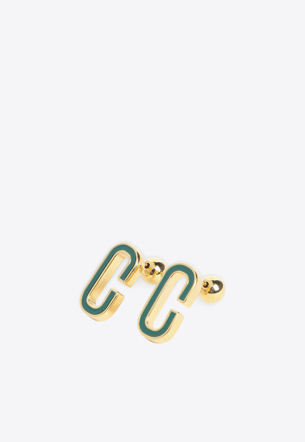 Enamel C Link Stud Earrings