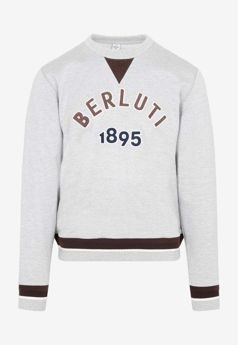 Berluti Logo Print Crewneck Sweatshirt Gray R25JRL82.001-P00 SILVER GREY